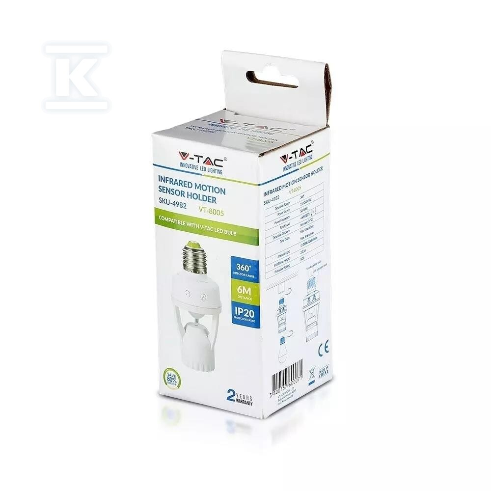 Czujnik ruchu 360st z oprawką E27 V-TAC - 4982