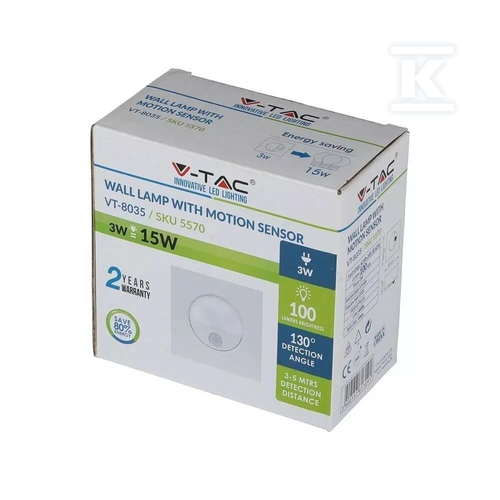 Oprawa schodowa 3W LED V-TAC biała - 5570