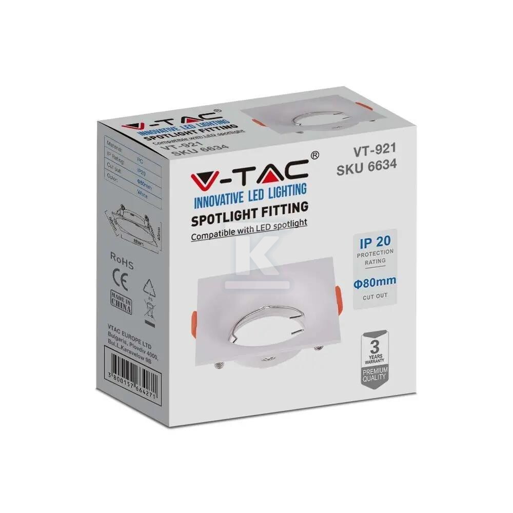 Oczko V-TAC GU10 wpuszczane kwadrat - 6634