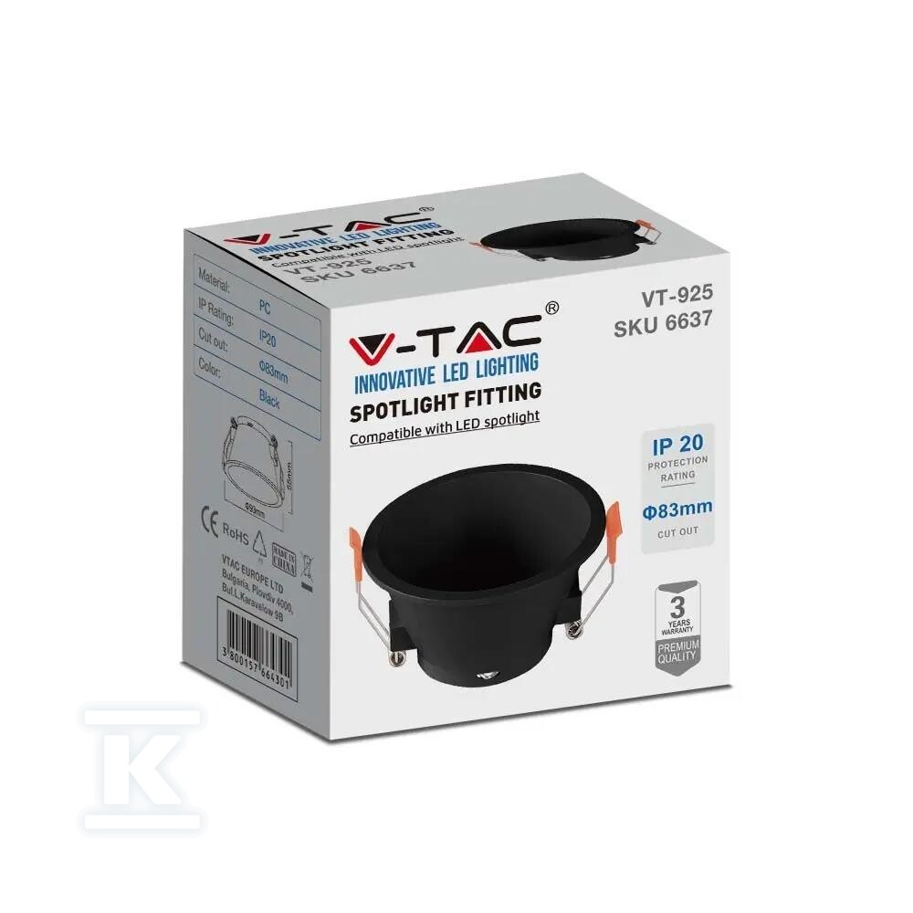 Oczko V-TAC GU10 wpuszczane głębokie - 6637