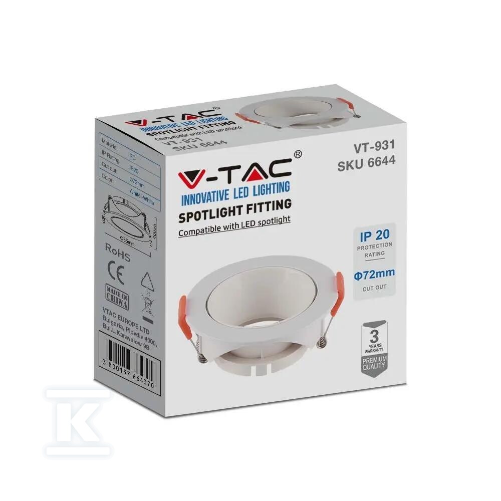 Oczko V-TAC GU10 wpuszczane okrągłe - 6644