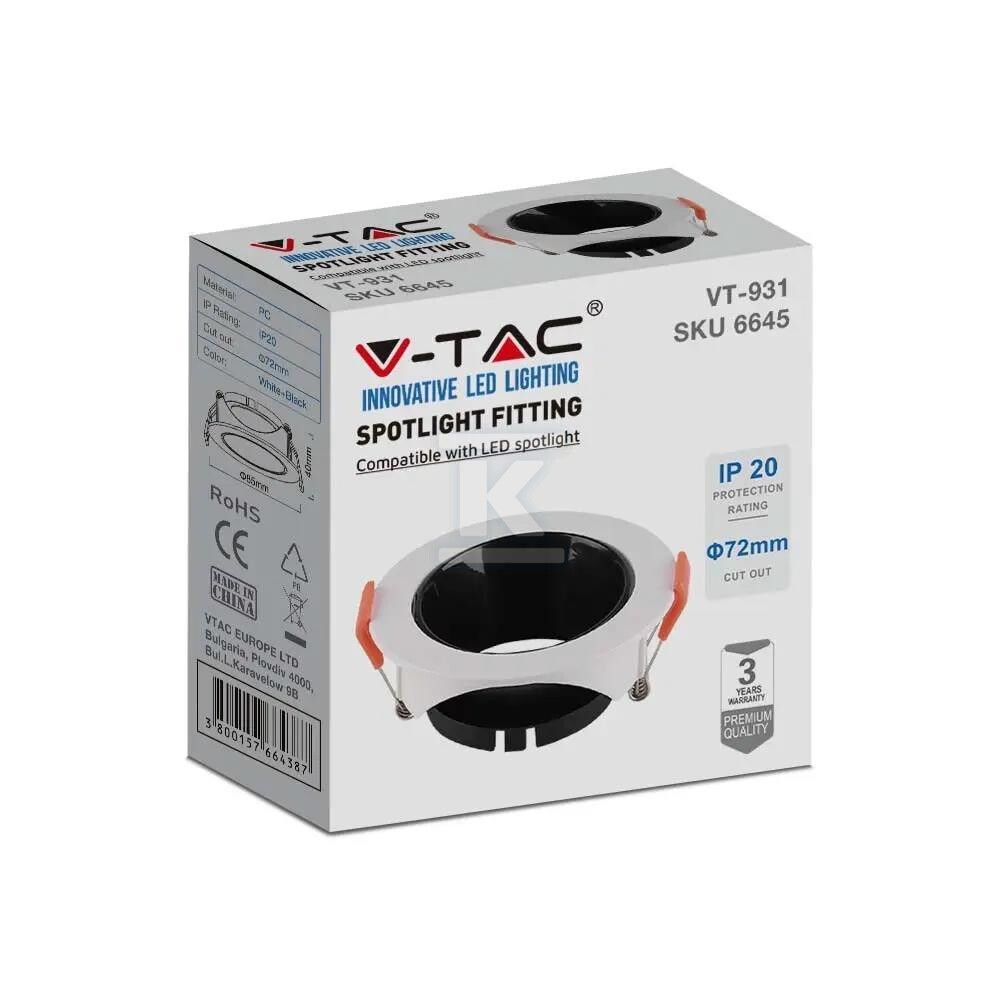 Oczko V-TAC GU10 wpuszczane okrągłe - 6645