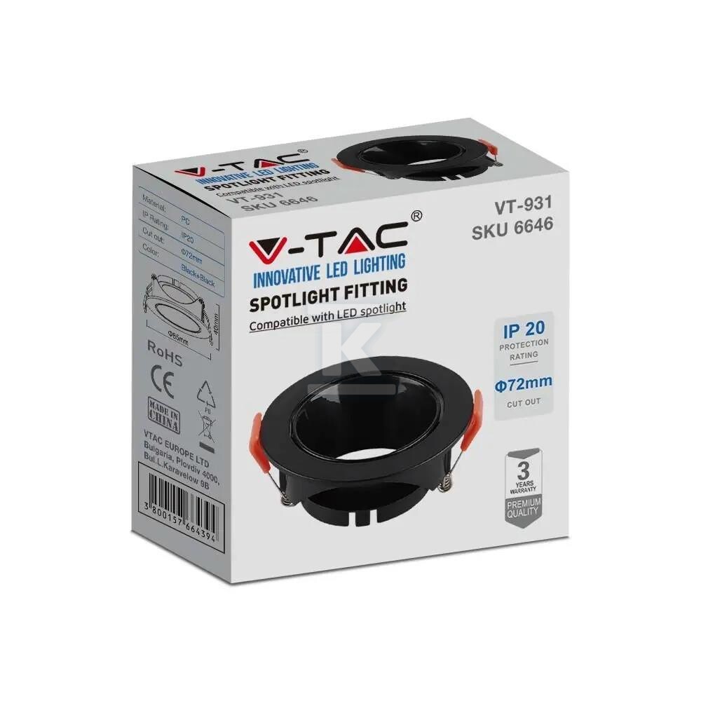 Oczko V-TAC GU10 wpuszczane okrągłe - 6646