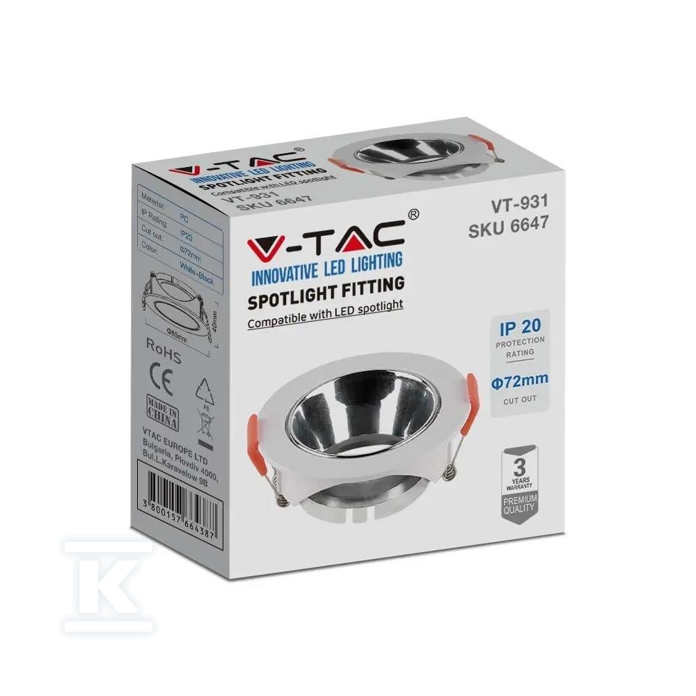 Oczko V-TAC GU10 wpuszczane okrągłe - 6647