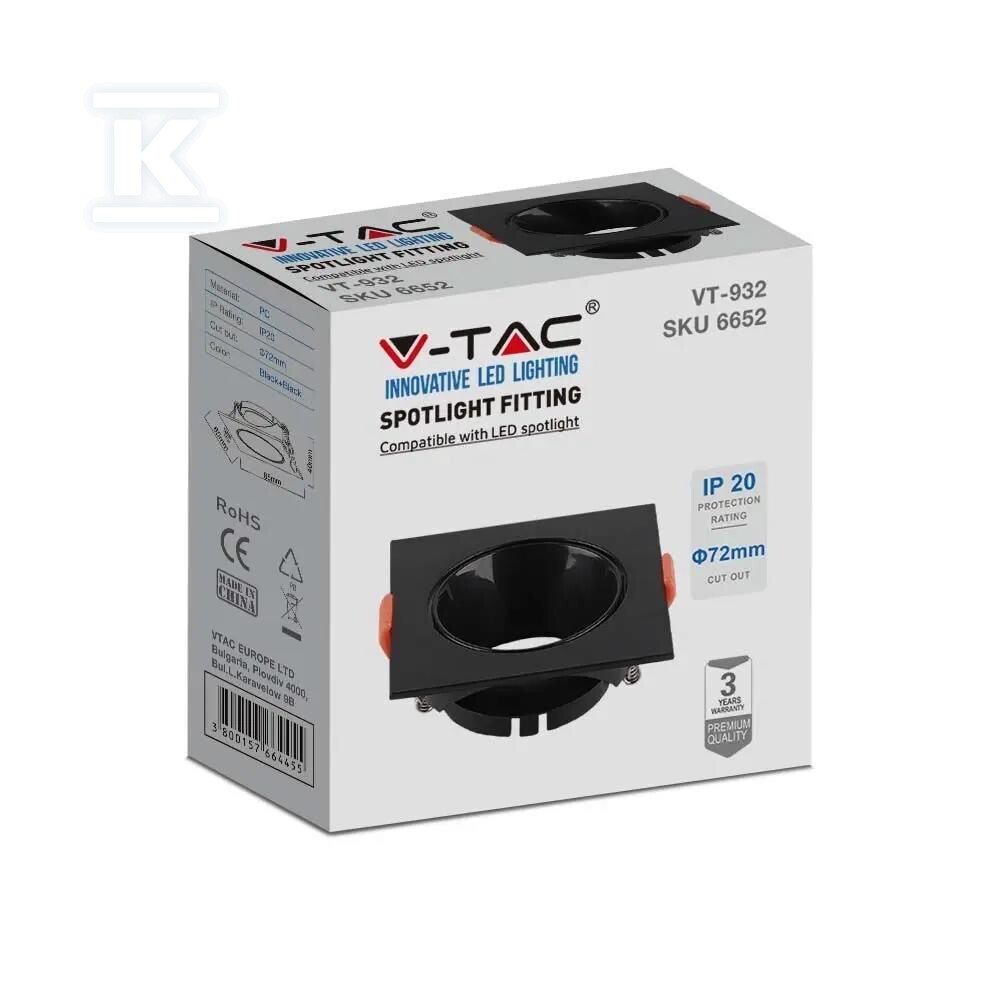 Oczko V-TAC GU10 wpuszczane kwadrat - 6652