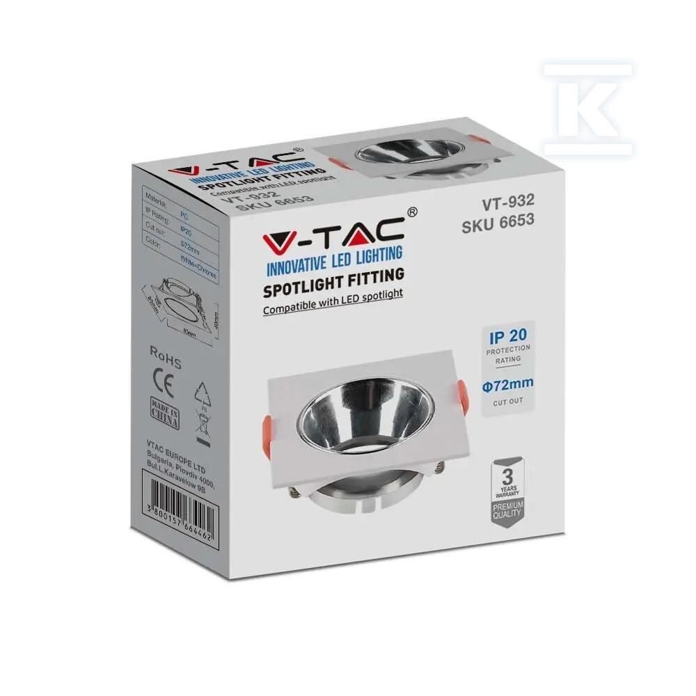 Oczko V-TAC GU10 wpuszczane kwadrat - 6653