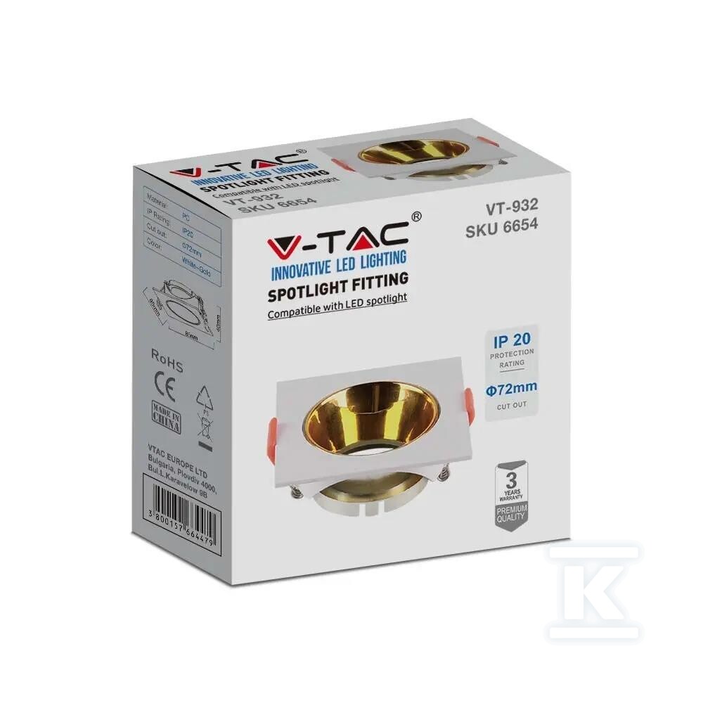 Oczko V-TAC GU10 wpuszczane kwadrat - 6654