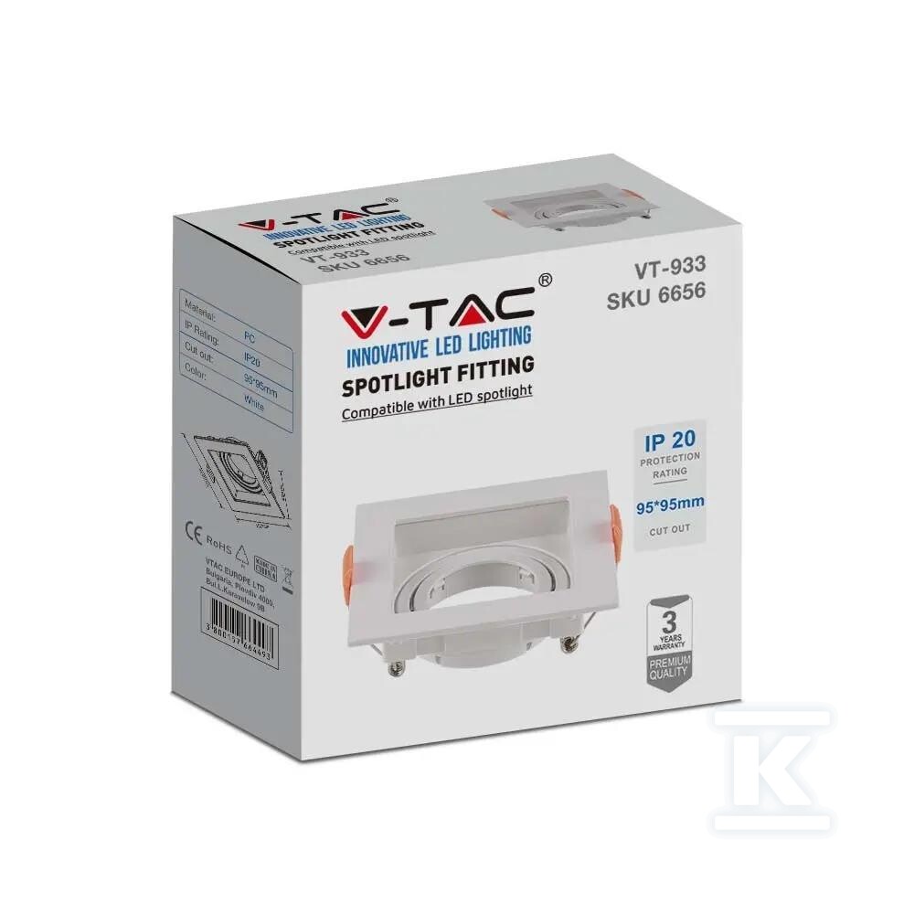 Oczko V-TAC GU10 wpuszczane kwadrat - 6656