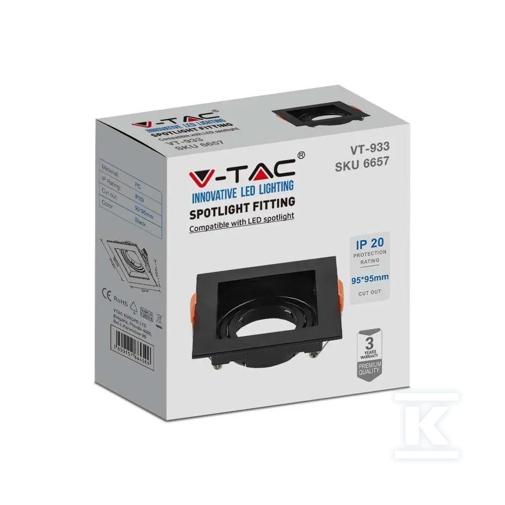 Oczko V-TAC GU10 wpuszczane kwadrat - 6657