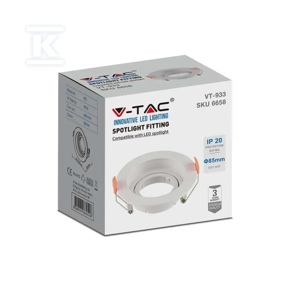 Oczko V-TAC GU10 wpuszczane okrągłe - 6658