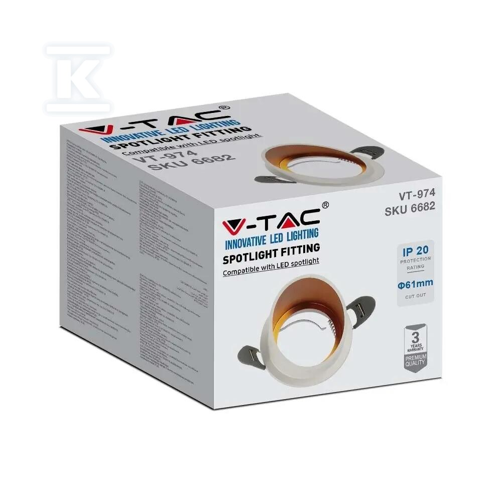 Oczko V-TAC GU10 wpuszczane białe+złoty - 6682