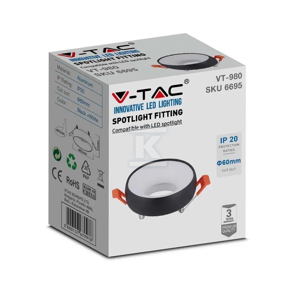 Oczko V-TAC GU10 wpuszczane okrągłe - 6695