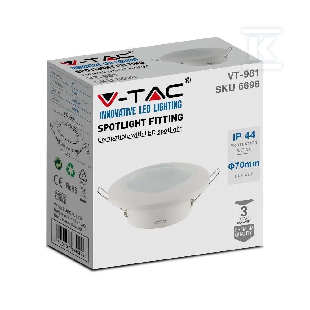 Oczko V-TAC GU10 wpuszczane okrągłe - 6698