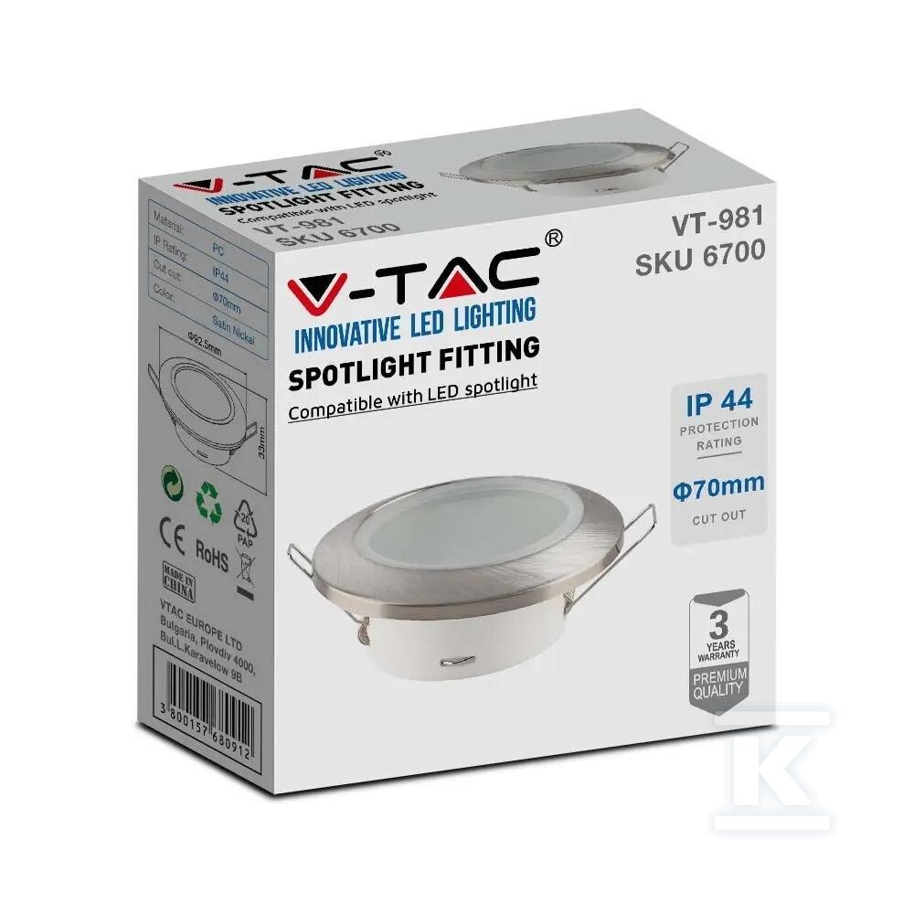 Oczko V-TAC GU10 wpuszczane okrągłe - 6700
