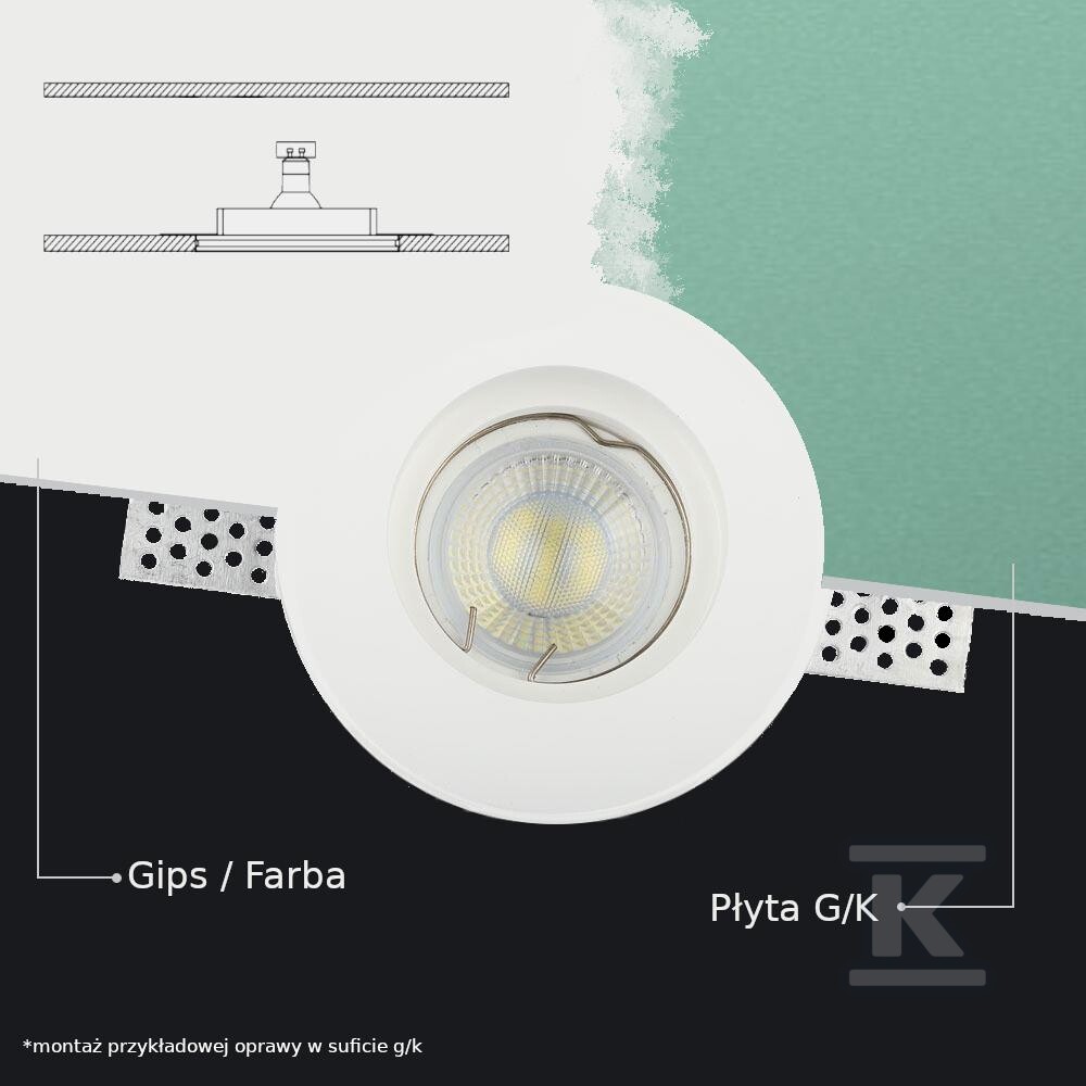 Oprawa gipsowa V-TAC 2xGU10 sufitowa - 6763