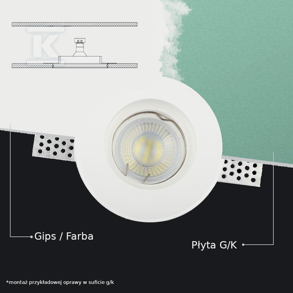 Oprawa gipsowa V-TAC 3xGU10 sufitowa - 6764