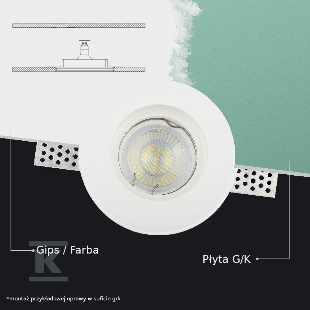 Oprawa gipsowa V-TAC 3xGU10 sufitowa - 6765