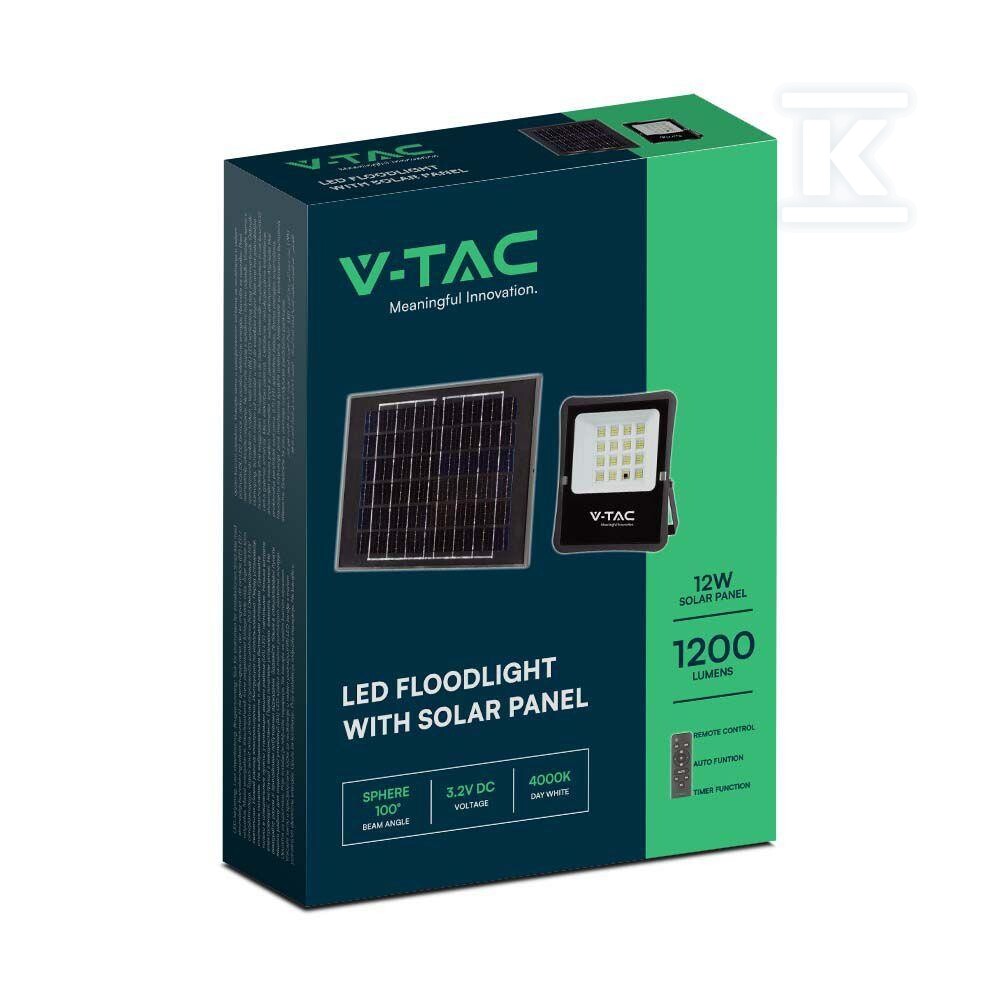 Naświetlacz LED solarny V-TAC 12W pilot - 6966