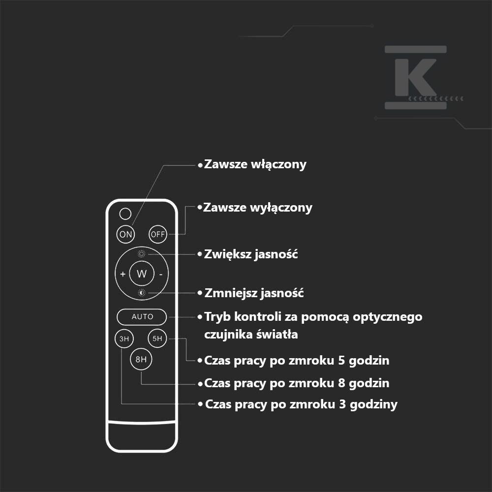 Naświetlacz LED solarny V-TAC 12W pilot - 6966
