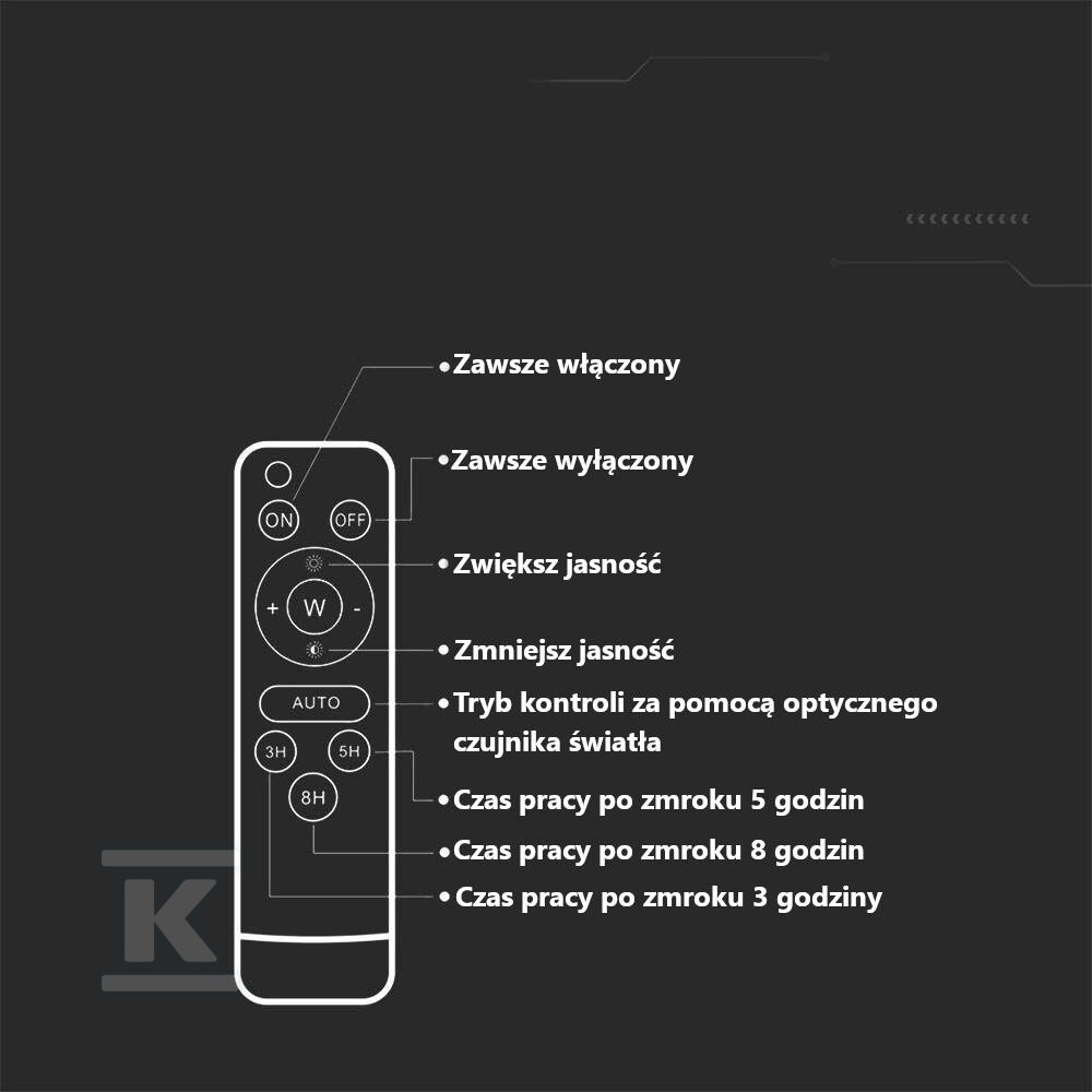 Naświetlacz LED solarny V-TAC 20W pilot - 6970