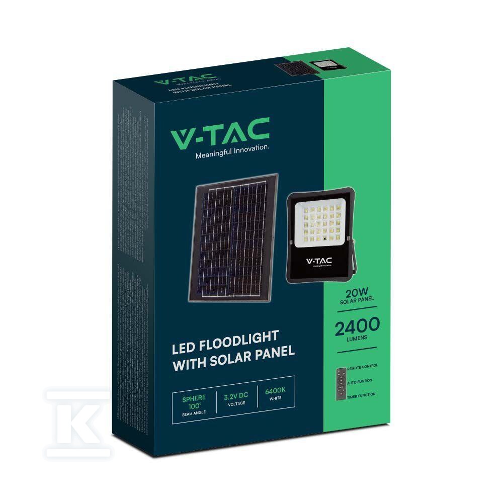 Naświetlacz LED solarny V-TAC 20W pilot - 6971