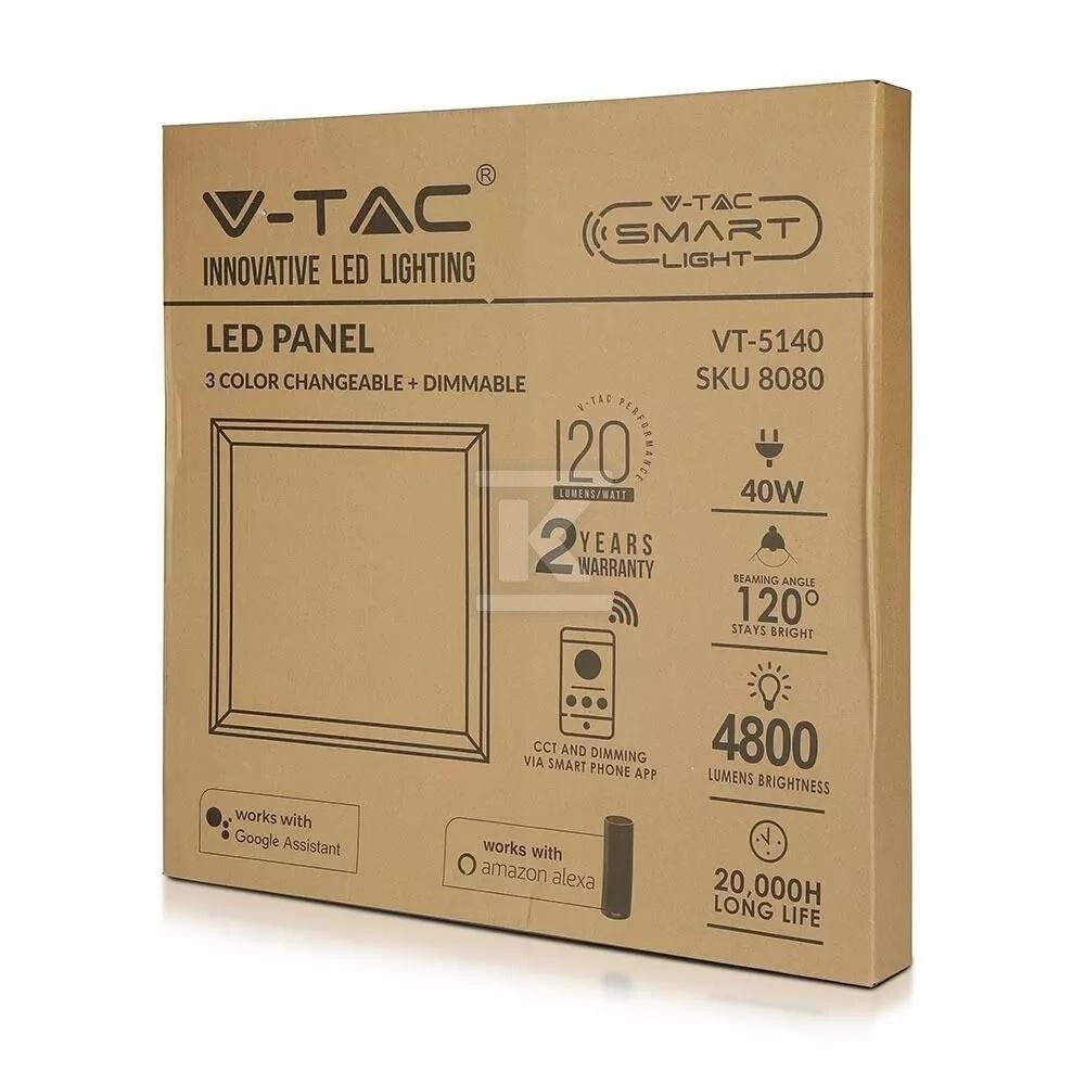 Panel LED V-TAC smart 40W 600x600 3w1 - 8080