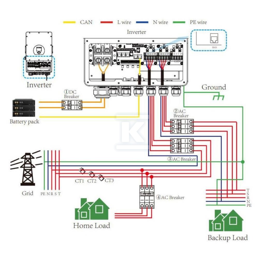 Гібридний трифазний інвертор 12KW V-TAC - 12308