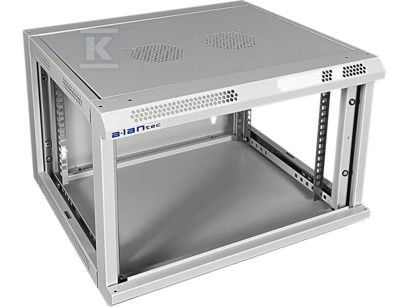 Шафа настінна 19" 6U 600x500, цілісна, - SW-6U-600-500-N-DMJ-OP-RP-B-S