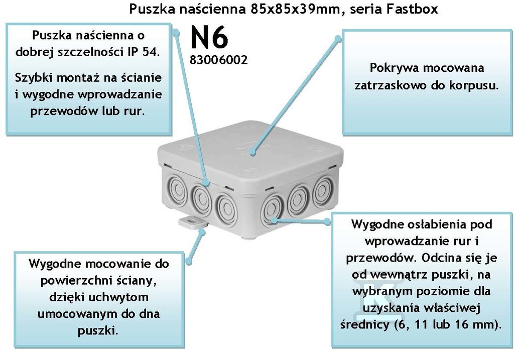 Nástenná odbočná krabica N6 Fastbox - 83006002