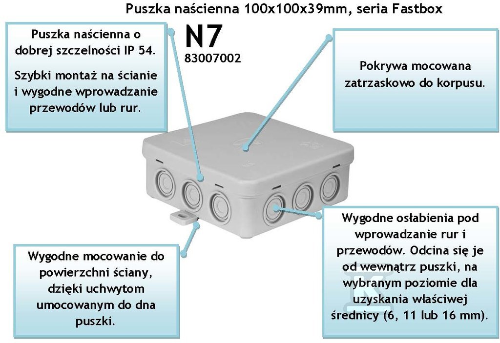 Puszka instalacyjna naścienna N7 - 83007002