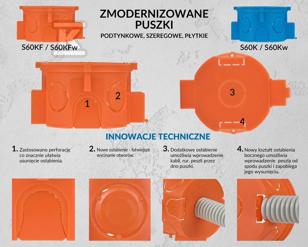 Unterputzdose, orange, kombiniert S60KF - 33054008