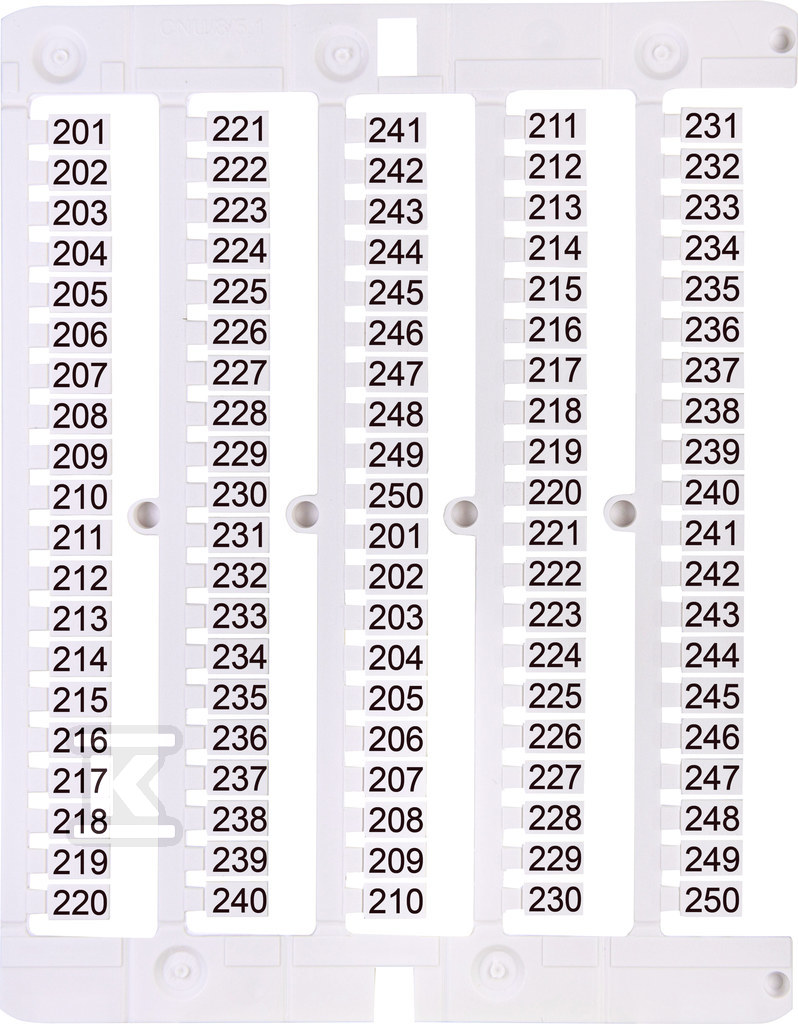 Oznacznik 201 do 250 (100 szt.) - 003903081
