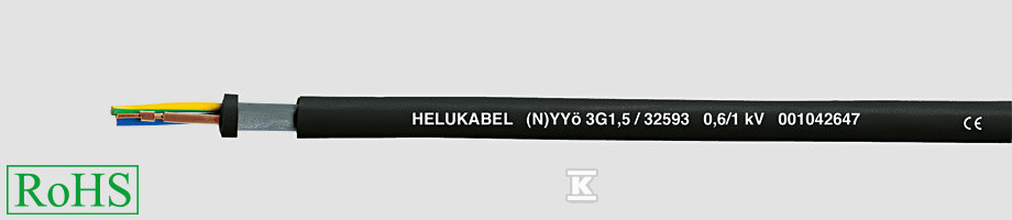 Przewód (N)YYO-J 3x1,5 płaszcz PVC, - 32593