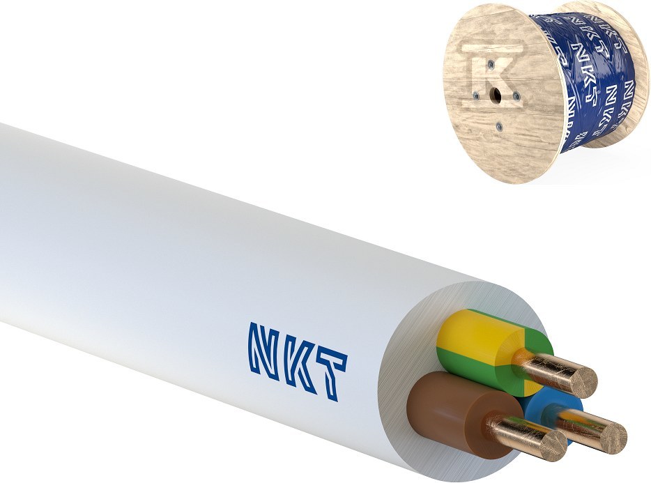 YDY NKT installation cable żo 750V 3x1.5 white drum NKT 172171005D1000