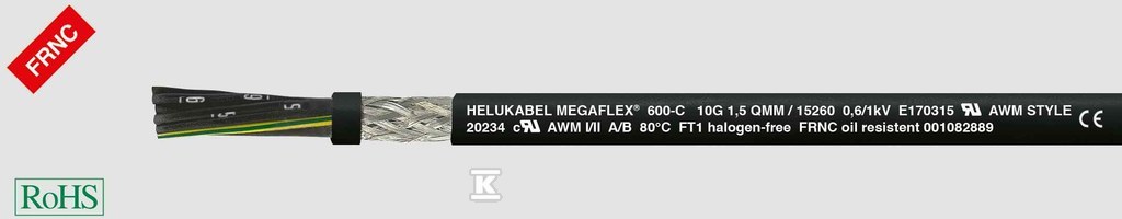 Przewód elastyczny 600/1000 V MEGAFLEX - 15232