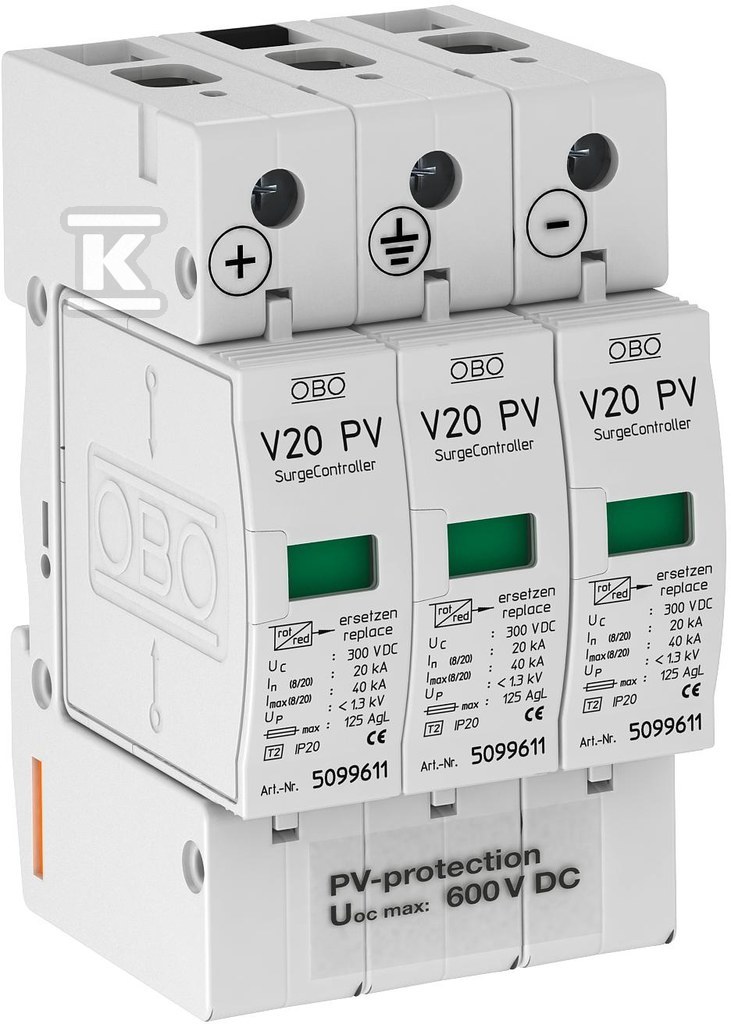 Ogranicznik przepięć 600Vdc typ V20-C - 5094605