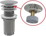 Spust umywalki CLIK/CLAK 5/4" metalowy z przelewem, duży korek