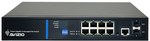 Kezelhető L2 kapcsoló (switch) 8 RJ45 porttal, PoE+ 1Gb/s + 2 SFP Uplink port 1Gb/s + 1 konzol port RJ45 (150W teljesítménybűdžé) AVIZIO