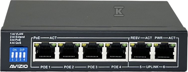 Unmanaged switch 6xRJ45 - 4 RJ45 ports - AV-SU4GP2G