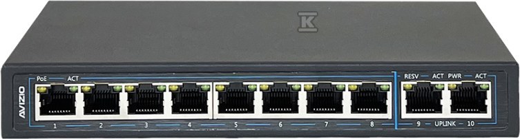 Unmanaged Switch 10xRJ45 – 8 RJ45-Ports - AV-SU8GP2G