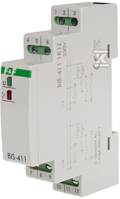 Бістабільне реле 230v 1r+1z, монтаж на - BIS-411-1R1Z