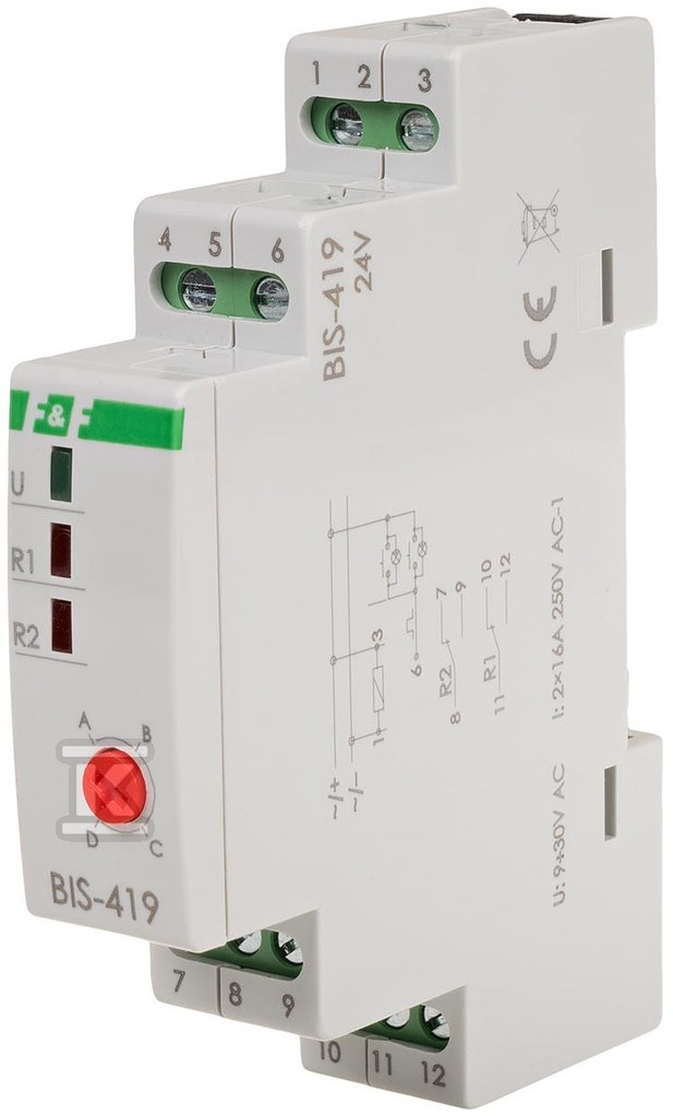 Реле бістабільне 24В, 4 функції, DIN, - BIS-419-24V