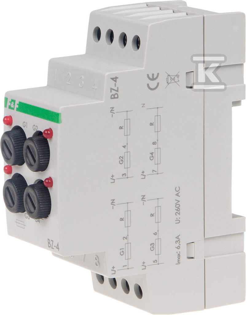 Štvorzásuvkový poistkový modul BZ-4, - BZ-4