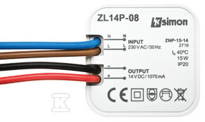 Zápustný LED zdroj 14V, DC, 15W, - ZL14P-15