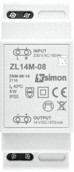 Modulárny LED zdroj 14V, DC, 8W, - ZL14M-08