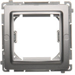 Adapter (adapter) for 45 × 45 mm standard accessories. Mounting to the box with clips and screws, silver matt, BASIC MODUŁ