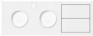 3-fold panel: 2 sockets + 2 keys, white - 10020310-230