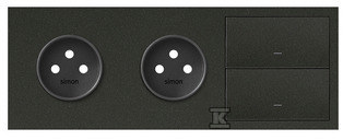 3-fold panel: 2 sockets + 2 keys, black - 10020310-238