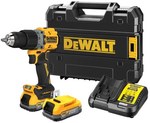 Акумуляторна дриль-шуруповерт з ударом DEWALT XR 18V безщітковий, 2-швидкісний, момент 90Nm, 2 акумулятори 1.7Ah POWERSTACK, зарядний пристрій та валіза TSTAK DCD805E2T-QW