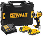 Zakrętarka udarowa DEWALT XR 18V bezszczotkowa, kompaktowa, moment 190Nm, 2 akumulatory 2.0Ah, ładowarka i kufer TSTAK DCF809D2T-QW